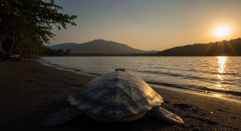sukamade green turtle nesting observation night — Photorealistic editorial travel photograph relevant to: The honest, ex